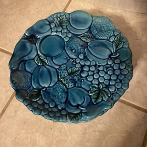 Vintage Inarco Indigo blue fruit snack set plates set Of 6 E2615 MCM 9.5" - Picture 1 of 24