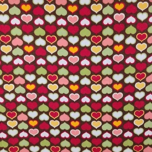 Hearts Cotton Flannel Fabric JoAnn 2 yd 41" wide Red Green Brown New Washed Love - Picture 1 of 7
