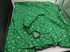 Green Small Tablecloth 4 Napkin Set Retro Fabric Xmas Mid Century Vtg Bell Candy
