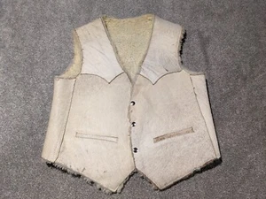 Vintage Sheepskin Vest Mens Medium Handmade Western Cowboy Sherpa Lined Leather - Picture 1 of 17