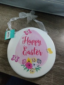 Happy Easter Ceramic Egg Wall Decor~7"x6.5"~New~Shipsn24 - Picture 1 of 4
