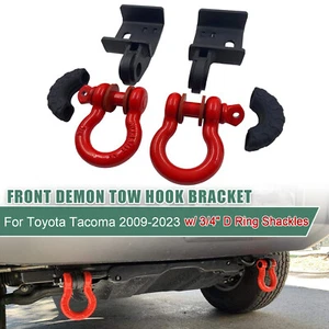 Pair Front Demon Bracket Tow Hook + D-Ring Shackles For 2009-2023 Toyota Tacoma - Picture 1 of 24