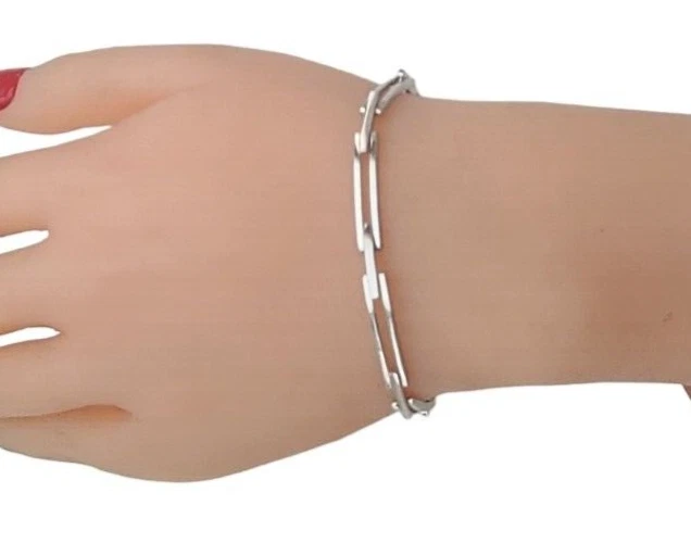 New Solid Real 14K White Gold Rhodium Plated 7 Inches long Bracelet 9.1 Grams - Image 1 of 4