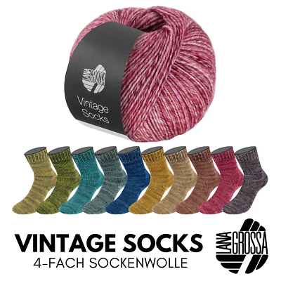 Lana Grossa VINTAGE SOCKS 100 g 4-fach Sockenwolle mit Ton in Ton Farbeffekt - Bild 1 von 4