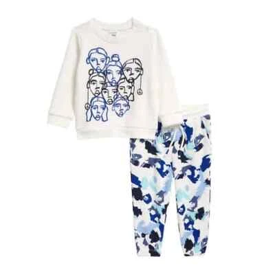Conjunto de 2 Top y Pantalones Nordstrom Babies' CM Fleece en Azul Marfil para Novio 3M Nuevo con Etiquetas Foto 1 de 4