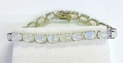 HSN Colleen Lopez Sterling Silver Oval Rainbow Moonstone 7-1/4" Tennis Bracelet - Image 1 of 4