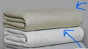 SAATVA FULL -Queen Size Diamond Knit Blanket (Sand) NEW IN BOX - Retail is $215 - Picture 1 of 7