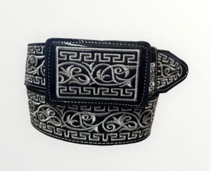 Cinto Mariachi Vaquero Bordado Charol Western Style Belt Embroidered Mariachi - Picture 1 of 3