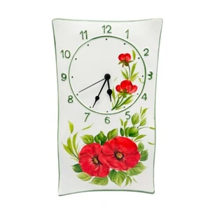 BASSANO KERAMIK WANDUHR MOHNBLUMEN MOTIV 39 CM NEU AUS ITALIEN HANDGEMACHT - Bild 1 von 3
