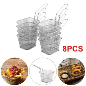 8 Pack Mini Chip Serving Frying Basket with Handle for Serving Food Presentation - Picture 1 of 12
