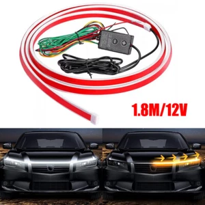 For Ford F150 F250 LED Hood Light Strip DRL White Amber Switchback Turn Signal W - Picture 1 of 17