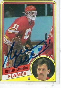 REJEAN LEMELIN SIGNED 1984-85 TOPPS #25 - CALGARY FLAMES - Picture 1 of 1