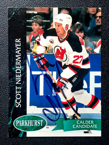 SCOTT NIEDERMAYER AUTHENTIC AUTOGRAPH 1992-93 PARKHURST 92-93 NO 95     28781