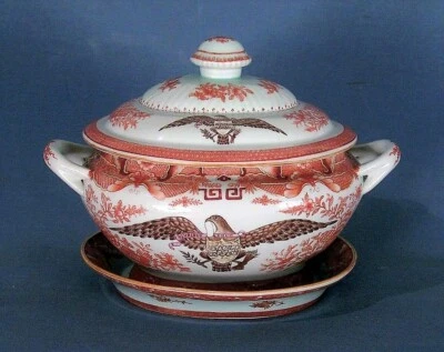 Китайский экспорт фарфора американский орел оранжевый Fitzhugh тарелка овальный суп диафрагма - Изображение 1 из 4