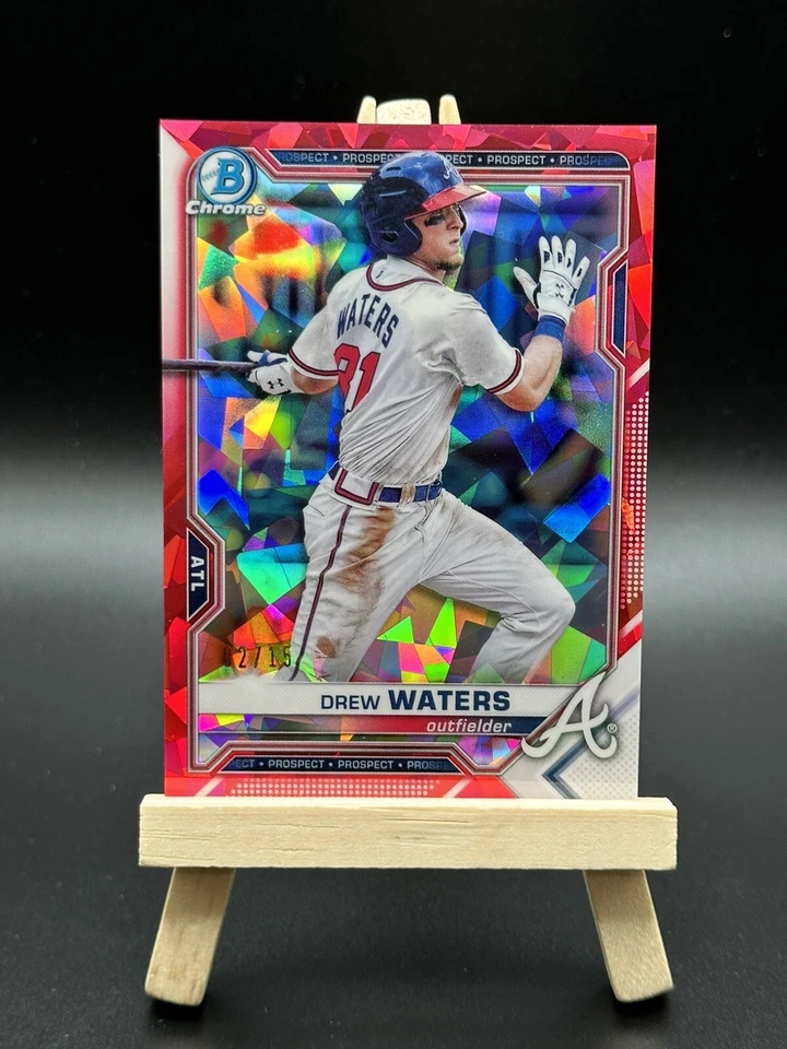 2021 Bowman Sapphire Edition Chrome Prospects RED Refractor /15 Drew Waters! - Image 1 of 2