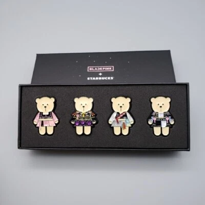 BLACKPINK x STARBUCKS Collaboration Pin Badge 4Pcs Set Thailand Limited Rare - Image 1 of 4