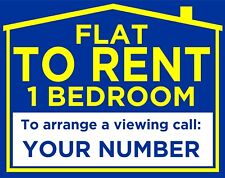 FLAT TO RENT Personalised sign boards 24"x19" Plastic Boards - 1 BEDROOM, Blue