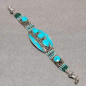 Tibetan Turquoise Handmade Bohemian Fashion Jewelry Nepali Bracelet 7" SR 3239 - Picture 1 of 7