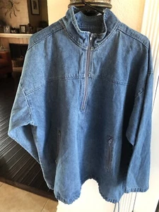 Lee Valley Ireland Core Pullover Mens Large Half Zip 100% Cotton Denim Jacket - Picture 1 of 13