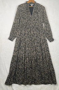 Lucky Brand Maxikleid Damen Medium schwarz Paisley gefüttert Boho Stufen - Bild 1 von 18