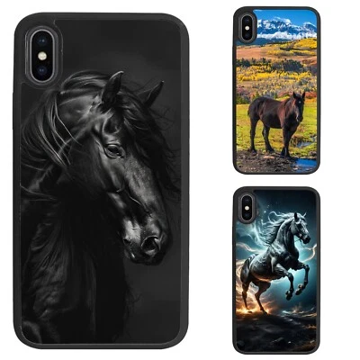For Motorola Apple iPhone Samsung Galaxy Anti scratch Cover strong black horse - Image 1 of 4