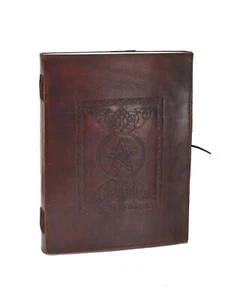 Pentagramm Stern XXL Gäste- Notiz- Skizzen- Lederbuch mehr als A4 Vintage Indien - Bild 1 von 9