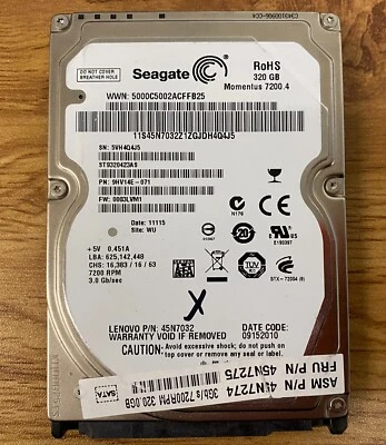 SEAGATE MOMENTUS 320GB 2.5" SATA HARD DRIVE ST9320423AS 9HV14E-071 *AS IS* - Image 1 of 4