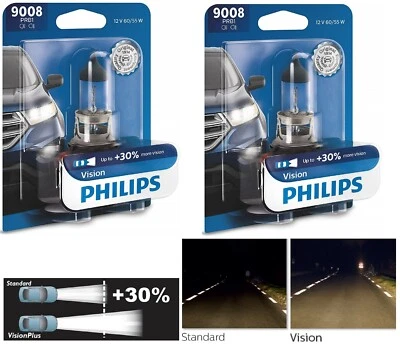 Philips Vision 30% 9008 H13 60/55W Two Bulbs Head Light Dual Beam Replacement - Image 1 of 4