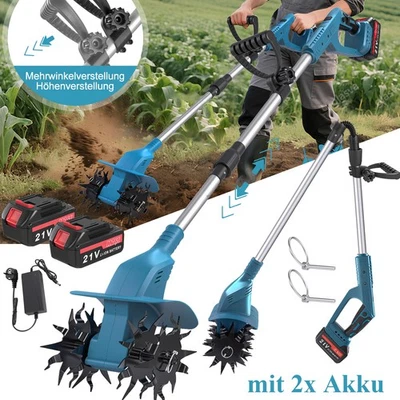 Akku Bodenhacke Motorhacke 21V mit Akku und Ladegerät 20cm Arbeitsbreite 360 U/m - Bild 1 von 4