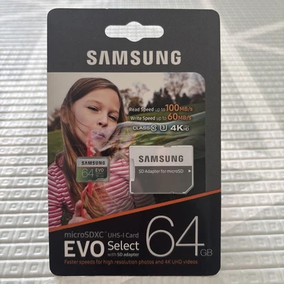 SAMSUNG EVO Select 64GB MicroSDXC memory card with adapter  - Image 1 of 2