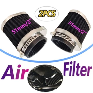 2inch 51mm Intake High Flow Cone Motorcycle Air Filter Metal Kits Universal 2PCS - Bild 1 von 24