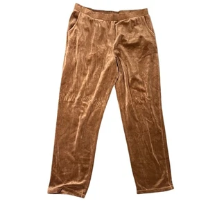 D&Co. Velour Pants Straight Leg Pull-On Camel L - Picture 1 of 5