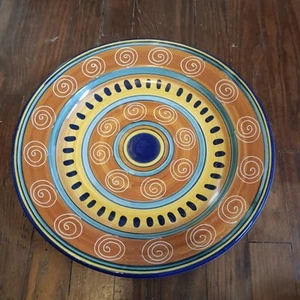 Pier 1 ITALIAN SWIRL Salad Plate 14.5" Serving Platter  Blue Yellow Orange  - Picture 1 of 4