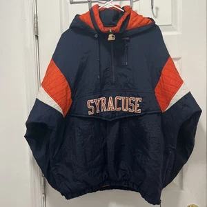 Vintage 90s NCAA Starter Syracuse University Pull Over 1/2 Zip Hooded Jacket Gr. M - Bild 1 von 9