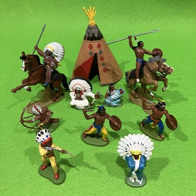 Britains (Hong Kong) Wild West Indians x10 Mixed JOB LOT c1970s - Image 1 of 4