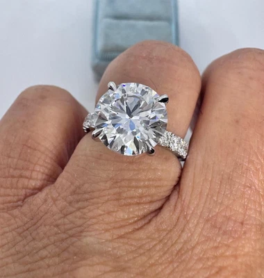 RARO Anello Solitario Certificato 8,90 Ct Ct Diamante Bianco Trattato in... - Immagine 1 di 4