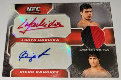 2009 Topps UFC Round 1 Lyoto Machida Diego Sanchez Dual Auto Red Ink SP 065/100 - Image 1 of 4