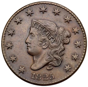 1825 N-2 R-2 Matronen- oder Krönchenkopf große Cent Münze 1c - Bild 1 von 2