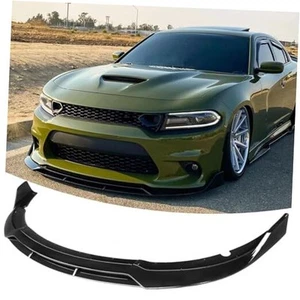 Front Bumper Lip Splitter Spoiler Fit for Dodge Charger SRT Gloss Black Style - Picture 1 of 8