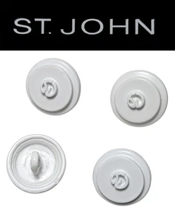 St John Knits (0.5 Inch) White Enamel Logo Round Buttons - Picture 1 of 1