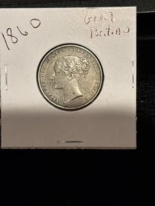 1860 GREAT BRITAIN ONE 1 SHILLING QUEEN VICTORIA SILVER COIN HIGH GRADE - Bild 1 von 8