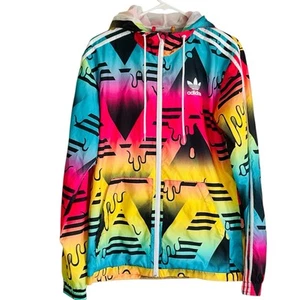 Adidas Originales Itasca Multicolor 3 Rayas Cortavientos -Capucha Cremallera Frontal Talla S - Imagen 1 de 14