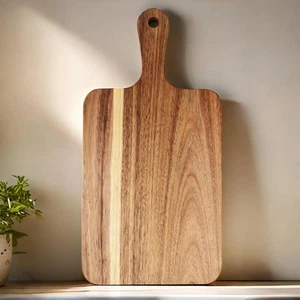 Acacia Wood Cutting Board with Handle 13.7 X 7 - Serving Board^ - Picture 1 of 9