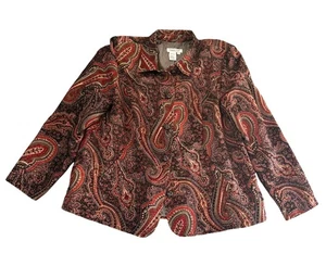 Chaqueta Blazer Coldwater Creek Paisley Terciopelo Mujer Grande Marrón Elegante - Imagen 1 de 8