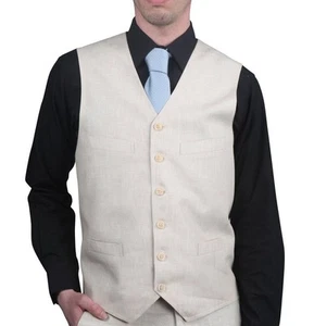 Chaleco y pantalón formal de lino de lujo de ajuste moderno Enzo para hombre separados - LIQUIDACIÓN - Imagen 1 de 7