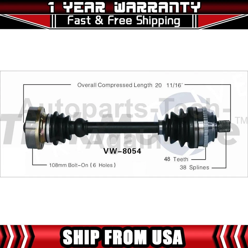 Eje delantero izquierdo TrakMotive 1 CV para Volkswagen EuroVan 1993-2001 Foto 1 de 1