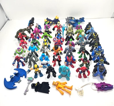 Lote de figuras Imaginext Super Hero Marvel DC Spiderman Pingüino Batman Robin Joker Foto 1 de 4