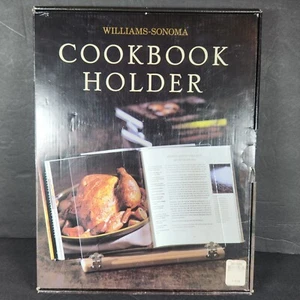 Williams Sonoma Maple & Acrylic Cookbook Recipe Holder Stand Splatter Guard - Picture 1 of 10