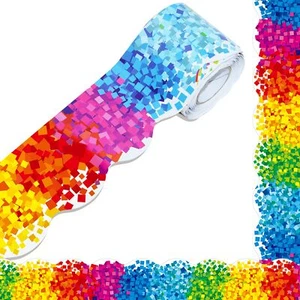 60 Feet Bulletin Board Borders, Confetti Scalloped Rolled Border Trim for School - Picture 1 of 7