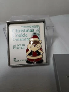 Vintage Wallace Silversmiths Santa Claus Cookie Ornament  Pewter Enamel  - Picture 1 of 7